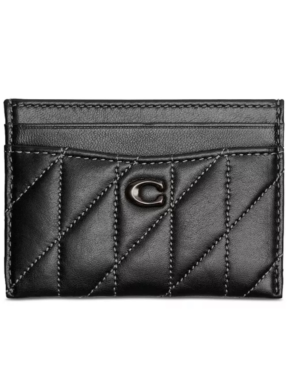 Coach Essential Card Leather Case With Pillow Quilting in Black